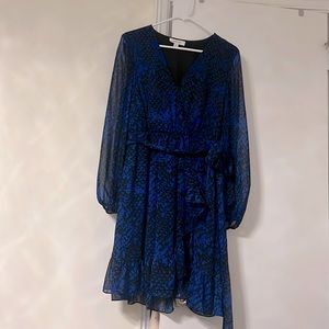 Blue Nine West Faux wrap dress